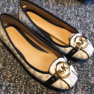 Navy and white flats